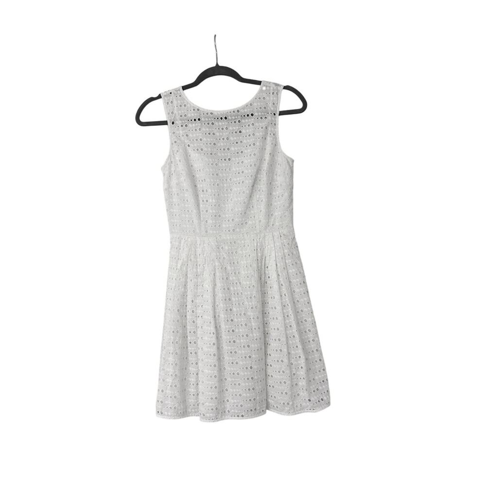 Cece by Cynthia Steefe White Lacey Feminine Sleeveless Eyelet Mini Dress Size 2